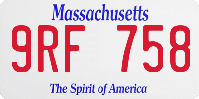 MA license plate 9RF758