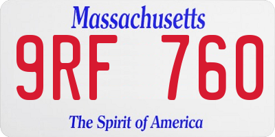MA license plate 9RF760