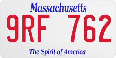 MA license plate 9RF762