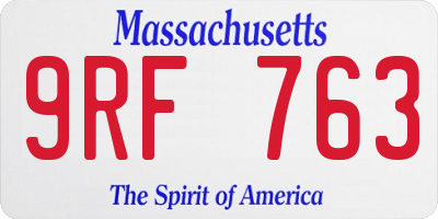 MA license plate 9RF763