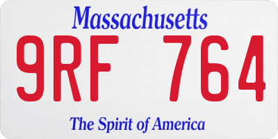 MA license plate 9RF764