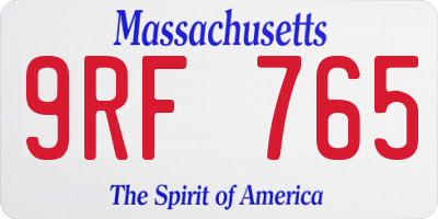 MA license plate 9RF765