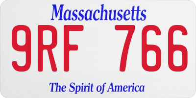 MA license plate 9RF766