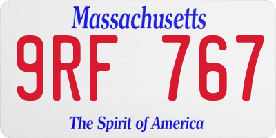 MA license plate 9RF767