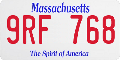 MA license plate 9RF768