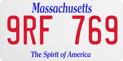 MA license plate 9RF769