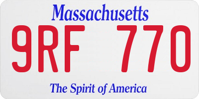MA license plate 9RF770
