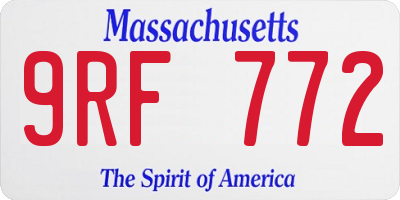 MA license plate 9RF772