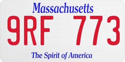MA license plate 9RF773