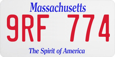 MA license plate 9RF774