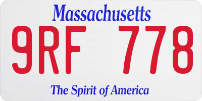 MA license plate 9RF778