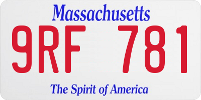 MA license plate 9RF781