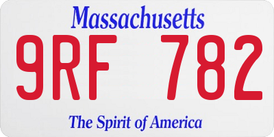MA license plate 9RF782