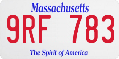 MA license plate 9RF783