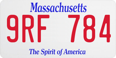 MA license plate 9RF784