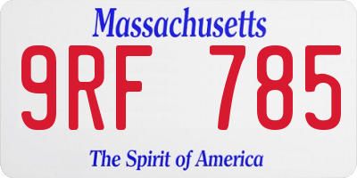 MA license plate 9RF785