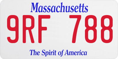 MA license plate 9RF788