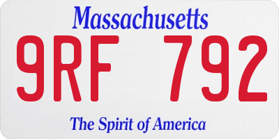 MA license plate 9RF792
