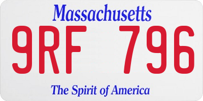 MA license plate 9RF796