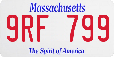 MA license plate 9RF799