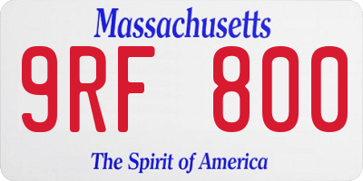 MA license plate 9RF800