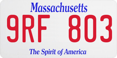 MA license plate 9RF803
