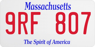 MA license plate 9RF807