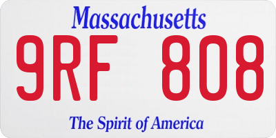 MA license plate 9RF808