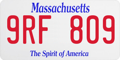 MA license plate 9RF809