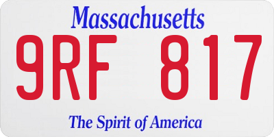 MA license plate 9RF817