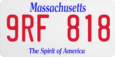 MA license plate 9RF818