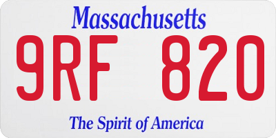 MA license plate 9RF820