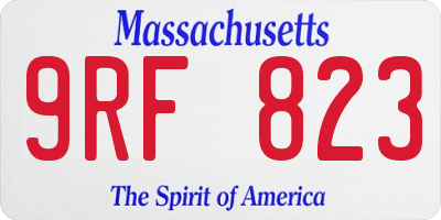 MA license plate 9RF823