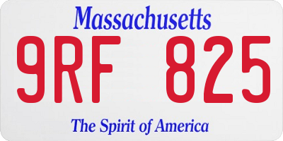 MA license plate 9RF825