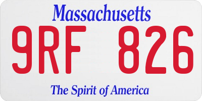 MA license plate 9RF826