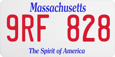 MA license plate 9RF828