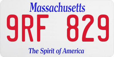 MA license plate 9RF829