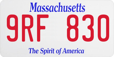 MA license plate 9RF830