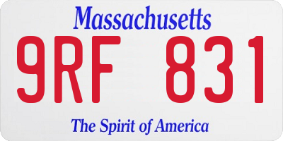 MA license plate 9RF831