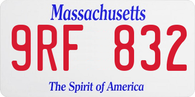 MA license plate 9RF832