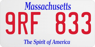 MA license plate 9RF833