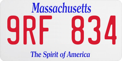 MA license plate 9RF834