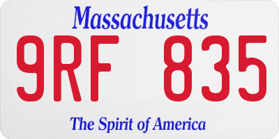 MA license plate 9RF835