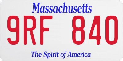 MA license plate 9RF840