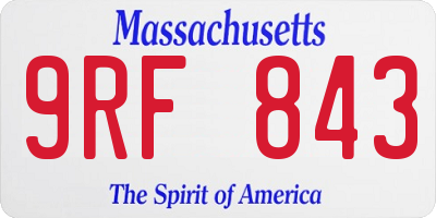 MA license plate 9RF843