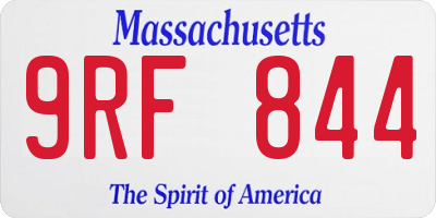 MA license plate 9RF844