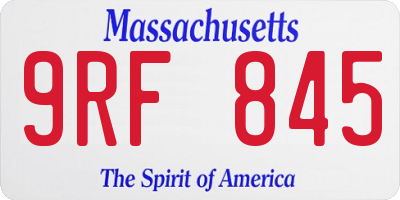 MA license plate 9RF845