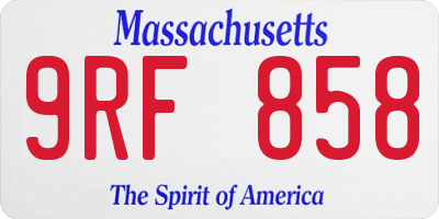 MA license plate 9RF858