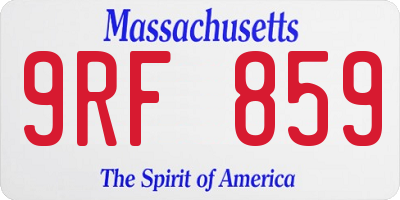 MA license plate 9RF859