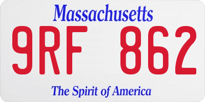 MA license plate 9RF862
